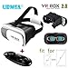 Produktbild UBMSA- Spielzeug VR Brille/3D VR Virtual Reality Brille Headset 3D-VR-Brille für 4.7 ~ 6.0 Zoll Smartphones für 3D-Filme / Spiele, besser als Google Karton, iPhone5 / 6 / 6S mit Kopfhalterung (2 Generation + Bluetooth Gamepad)
