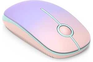 MagoFeliz Wireless Mouse, 2.4G Silent Mouse with USB Receiver, 18 month battery life, 1600 high DPI Precision- Portable Computer Mice for Windows/Mac/Linux, Pink gradient purple