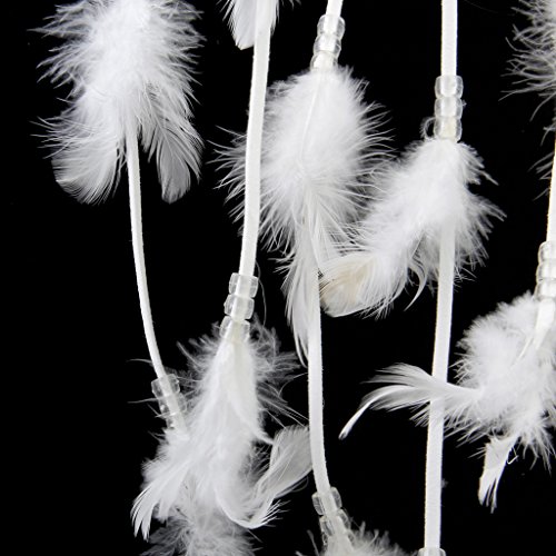 Traumfänger Handgemachte weiß Feder mit Clear Perlen Dreamcatcher Wand Hängende Dekoration - 4