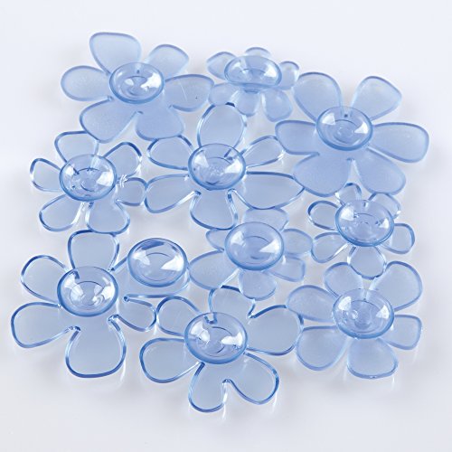 mDesign Badewannenmatte transparent – rutschfeste Badezimmermatte in Blumenform – Duscheinlage mit Saugnäpfen – 6 Stück – verschiedene Farben - 4