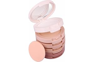 CHAWHO Maquillaje en polvo, 5 colores Paleta de Polvos Compactos Matificantes, Palette de polvo para los Amantes de Maquillaje, Principiantes y Artista de Maquillaje Profesional