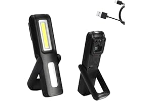 VABOO Linterna Taller LED Recargable, Luz de Trabajo COB LED Lámpara de Inspección Dual Luz Modo, Portátil Linterna de Trabajo con Base Magnética y Gancho para Taller Cámping Emergencia