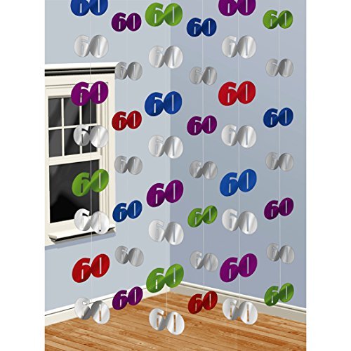 60ter Geburtstag Girlanden Zahlen 10 x 7 cm, Länge 200 cm Raumdeko Geburtstagsdeko Geburtstagsketten 60 Geburtstagsdekoration