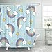 Produktbild HOJJP Duschvorhang Colorful Cloud Pastel Rainbow and Stars on Blue Black Shower Curtains Sets with Hooks 72 x 72 Inches Waterproof Polyester Fabric