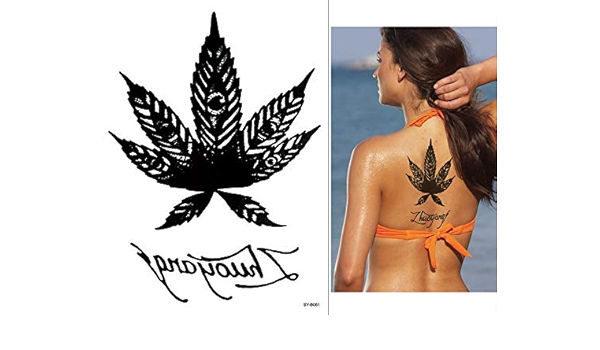 Tattoo Canabis Hanf Blatt Design Tattoo Schwarz Syb061 Arm Rucken Schulter Tattoo Trend Tattoo Amazon De Beauty
