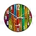 Hoopoe Decor Colorful Wooden plank Trendy Wall Clock RS.499.00