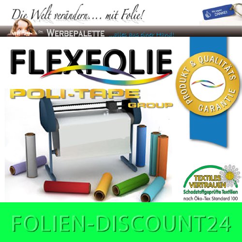(EUR 15,60 / Quadratmeter) FLEXFOLIE BÜGELFOLIE 1 METER x 500mm POLI-FLEX PREMIUM NEON GRÜN 441