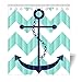 Produktbild S&H Anker Türkis Chevron Duschvorhang Bad Dekorative, Polyester, 120 x 180 cm
