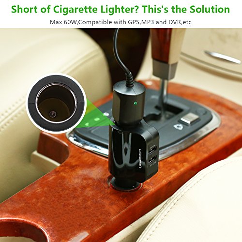 UGREEN-60W-Cigarette-Lighter-Socket-34A-Dual-USB-Car-Charger-Adapter-with-Extra-Fuse-Tube-Charging-for-iPhone-X-8-8-Plus-Samsung-Galaxy-S8-S8-Note-8-Sony-XZ-XZ-Premium-Dashcam-GPS-etc