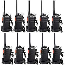 Retevis RT24 Plus sans Licence Talkie Walkie Professionnel Rechargeable PMR446 Radio Bidirectionnelle Scan Surveillance 16 Canaux 50CTCSS 210DCS avec Écouteurs (Noir,10 pcs)
