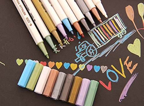 Butterme Metallic Marker Pens, Satz von 10 Farben für Kartenherstellung / DIY Fotoalbum / Gebrauch auf irgendeiner Oberfläche-Papier / Glas / Kunststoff / Keramik - 4