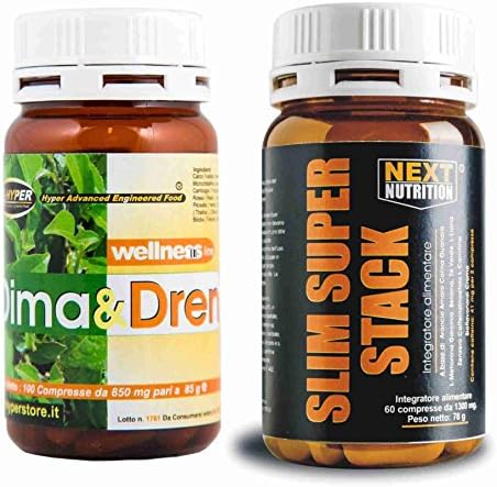 Slimming supplements | Slimming Kit 2 products | Slim Super Stack 60 CPR Thermogenic Fat Burner + Dima &amp; Dren 100 CPR Slimming draining, lose excess fluids | Natural Diuretic | Cellulite