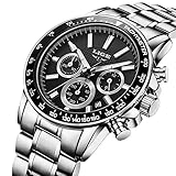 Herren Chronograph Quarz Uhr Armbanduhren Wasserdichte Luxusgeschäfts-beiläufige Uhren für Männe mit Edelstahlband, Datums- / Sekunden- / Minuten- Anzeige