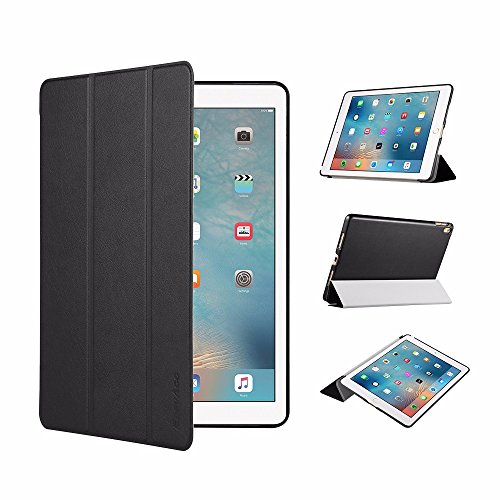 iPad Pro 9.7 Hülle, EasyAcc Ultra-Slim Premium Kunstleder für iPad Pro 9.7 2016 Smart Case Schutzhülle mit klappbarem Standfuß und automatischer Sleep/Wake Up Funktion für (Modellnummer A1673 A1674 A1675) – Schwarz, Ultra Dünn - 3