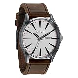 Nixon Herren-Armbanduhr XL Sentry Leather Analog Quarz Leder A1051113-00