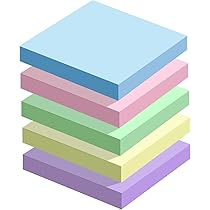 HTWW Sticky Notes 6 Bright Color 6 Pads Self-Stick Notes 3 In X 5 In 100 Sheets Pad