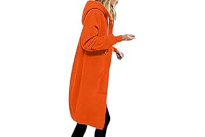 EMATOP Jacke Damen Langen Sweatjacke Casual Baumwolle Fleecejacke mit Kapuze Sport Sweatshirt Einfarbig Elegant Kapuzenjacke Herbst Winter Langarm Hoodies Mantel Teenager Mädchen Kapuzenpullover