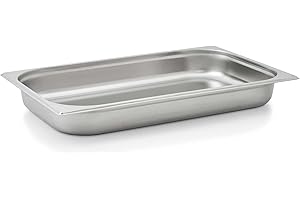 Zelsius Recipiente de Acero Inoxidable GN | 65 mm de Profundidad | Recipiente gastronorm para Chafing Dish | Bandeja Gastro Norm para gastronomía (GN1/1 – 65 mm)