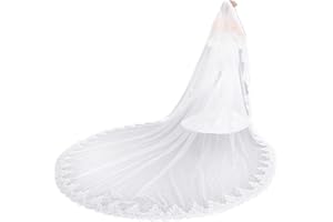 EllieHouse Women's 2 Tier Cathedral Lace Wedding Bridal Veil With Comb L01