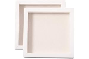 Muzilife 3D Bilderrahmen zum Befüllen 2 Stück Weiß 20x20 cm, Holz Rahmen Objektrahmen Shadow Box mit Glasscheibe, Perfekt zum Basteln und als Geschenk für Familie Freunde