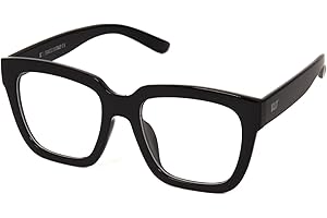 KISS HORNI Occhiali da Vista Donna – Design Oversize & Borchiette Decorative – Montatura Squadrata in Policarbonato – Lenti Trasparenti con Protezione UV & Filtro Anti Luce Blu per PC, Smartphone TV