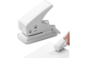 BIVOFU Mini Perforateur Monotrou, Blanc, Mini Perforateur Monotrou pour Bureau et Maison, Reliure de Fichiers, Albums Photo de Bricolage, Classeurs de Signets, Facile à Utiliser et à Transporter