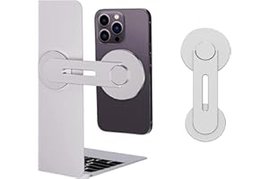 Hosann Century Magnetyczny stojak na telefon komórkowy do laptopa, regulowany w zakresie 180°, uchwyt boczny, uchwyt na MacBook, składany stojak na komputer (srebrny)