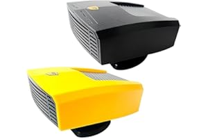Réchauffeur de dégivrage de voiture, Riloer Car warm 180W Branchez l'allume-cigare 12V mini Portable 2 en 1 Fonction, 360 ° Réglable Noir/jaune