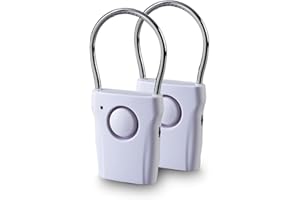 EUROtops Elektronischer Türgriffalarm – 2er-Set, Tür- und Fenster-Alarm mit 110 dB/Glockenläuten, 1500 Stunden Batteriebetrieb, Berührungs-Sensor für Zuhause/Hotelzimmer/Wohnmobil, Weiß