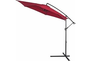Kingsleeve® Parasol déporté Ø 300 cm inclinable Rouge Parasol en Aluminium avec manivelle Jardin Protection UV 40+