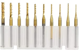 Bestgle 10 Pcs Fresa de Carburo Molino de Extremo Fresa Titanio Recubierto Brocas Conjunto Micro Rotary CNC Fresas de Corte Bits de Grabado Talla Taladro Herramientas 0.8-3.175 mm