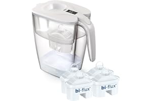 Laica Caraffa Filtrante BIG Milano - Bianca - 3,7L - con 4 Filtri bi-flux, Preserva i sali minerali e Riduce le sostanze indesiderate - Capacità XXL - Timer digitale - Sicurezza Made in Italy