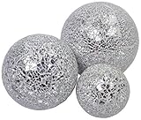 3 Set Silber Kugel mit Glasmosaik - 7,5cm 10,5cm 12,5cm Dekokugel Mosaikkugel Deko Kugel Ball Dekoball Mosaik