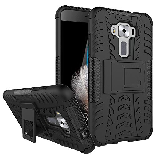 Zenfone 3 5 2 ZE520KL Funda Mama Mouth Heavy Duty silicona h  brida con soporte C  scara de Cubierta Protectora de Doble Capa Funda Caso para Asus Zenfone 3 5 2 ZE520KL Smartphone 2016 Negro