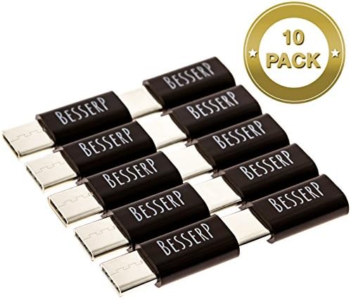 Micro USB to USB C Adapter 10 Pack - Charging and Data Sync and Transfer - Plug Keyboard, Mouse, Memory and Devices in Type C Phone and Laptop Ports - Black - by Besser Products Inc … (10 Pack)