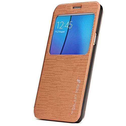 Urcover   Funda Galaxy Note 5  Carcasa Libro S-View  Cierre magnetico  Funcion Soporte  Anti-ara  azos  Billetera Flip Cover Protector Samsung Galaxy Note 5- Caf  