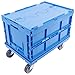 Produktbild KLAPPBOX MIT DECKEL 61L + ROLLWAGEN 60x40, Transportroller für Eurobehälter, Eurobox, stabile Faltbox 60x40x32 cm, Auflast max. 300kg, blau