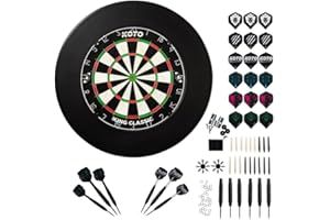 KOTO DARTS KOTO - King Classic Edition, Dimensions Officielles des Tournois, Surround de 12 cm, Sisal de Haute Qualité, Kit d'Accessoires 90 pièces