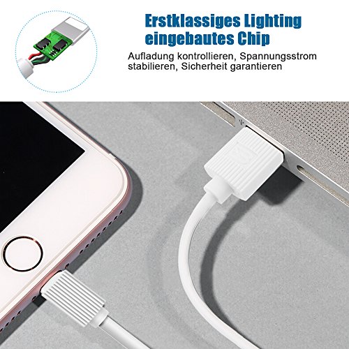 IPhone Kabel 3 Pack 6FT Lightning zu USB Kabel für iPhone 7, SE, 5,5s, 6,6s, 6 Plus, iPad Luft, Mini, iPod (weiß) - 4