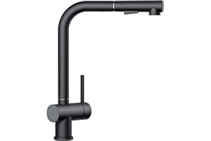 FORIOUS Grifo Cocina Negro, Grifos Cocina Fregadero Monomando, Grifos Cocina Extraible con Giro 360° Grifos Monomando Giratorios de 360° y Rociador de Doble Función