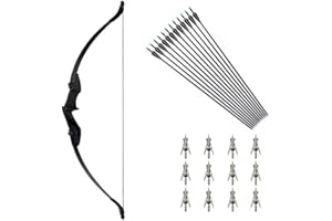BIUBIUSOT 53" Takedown Recurve Bow and Arrow Set Adult 30/40LBS Archery Right Left Hand Archery Target Practice Outdoor Hunting 12pcs Mixed Carbon Arrow
