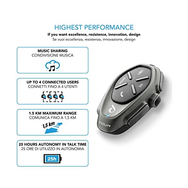 Cellularline INTERPHOTOURTP Intercomunicador bluetooth, set de 2 - Imagen 3