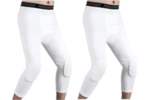 HULG Spodnie do koszykówki z nakolannikami, ochraniacze na kolana, spodnie kompresyjne, męskie spodnie do koszykówki z ochraniaczami na kolana 3/4 capri wyściełane rajstopy kompresyjne legginsy sportowe ochraniacze sprzęt