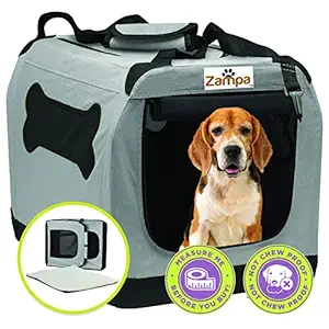 Zampa Pet Portable Crate ? Great for Travel, Home and Outdoor ? for Dog?s, Cat?s and Puppies ? Comes with A Carrying Case ((28? x 20.5? x 20.5?), Grey/Black)