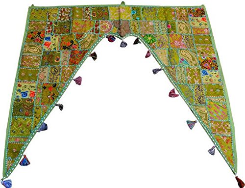 Sophia Art Indischen khambhadiya Tor Tür Wandbehang Baumwolle Home Dekorative Patchwork Bestickt Fenster Valence Door Hanging Bandhanwar Toran (Grün