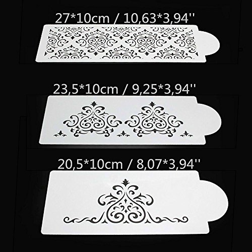 GOOTRADES 1 Set 3 Stk Plastik Kuchen Schablonen, der Werkzeug Zuckersieb Schokoladen Kuchen Form Hochzeits Dekor verziert - 2