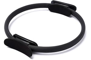 Greatangle-UK Anneau Pilates Poignée Confortable Anneau D'entraînement Sport Durable Antidérapant pour Femmes Fitness Résistance Cinétique Cercle Yoga Cercle Noir