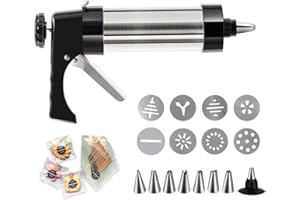 Abiyou Máquina de Galletas de Acero Inoxidable, Máquina Galletas Molde para Repostería con 8 Boquillas y 13 Plantillas, Galletas Máquina Enviar 100 Bolsa de Galletas, para Producción de Tartas