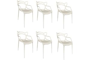 PALUPLUS 6 Sedie da Giardino Modello Twist con Schienale Intrecciato, Misura 53x52x81 cm, Sedia in Polipropilene con Seduta Ergonomica, Design Moderno, per Interno ed Esterno -7742F (Bianco)