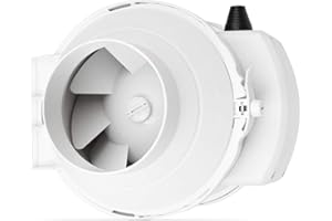 calimaero CALIFLOW Extractor Fan 5 Inch Inline Extractor Fan Mixed Flow Grow Tent Extractor Fan Bathroom 3-Stages Max.280m³/h 36Watt / 56dB / jet-proof/plastic